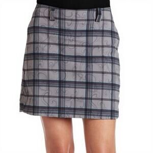 NWT NIKE GOLF Women's Dri-Fit Golf Plaid Skort Skirt Size 4 Gray Blue